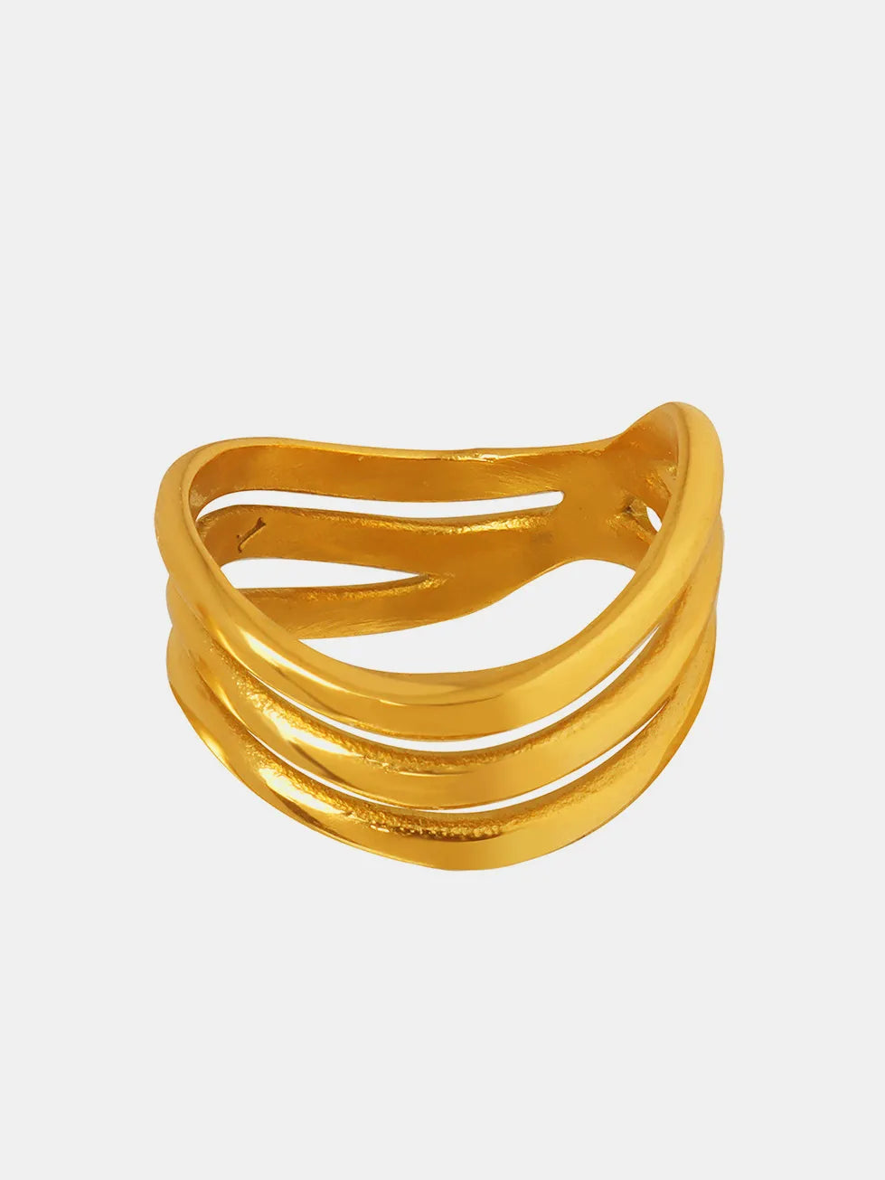Titanium Steel Three-Layered Ring in Gold - women's ring