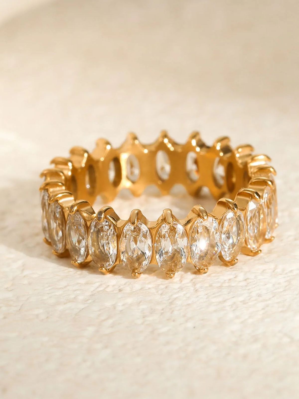 18K Gold-Plated Stainless Steel Zircon Ring - alternate ring view