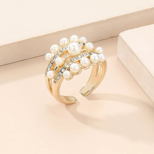 Pearl 18K Gold-Plated Open Ring - alternate ring view