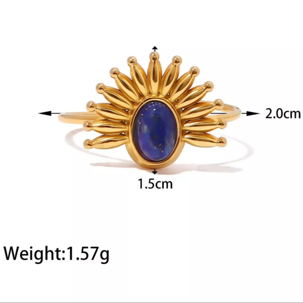 18K Gold-Plated Natural Stone Ring in style D - women's ring