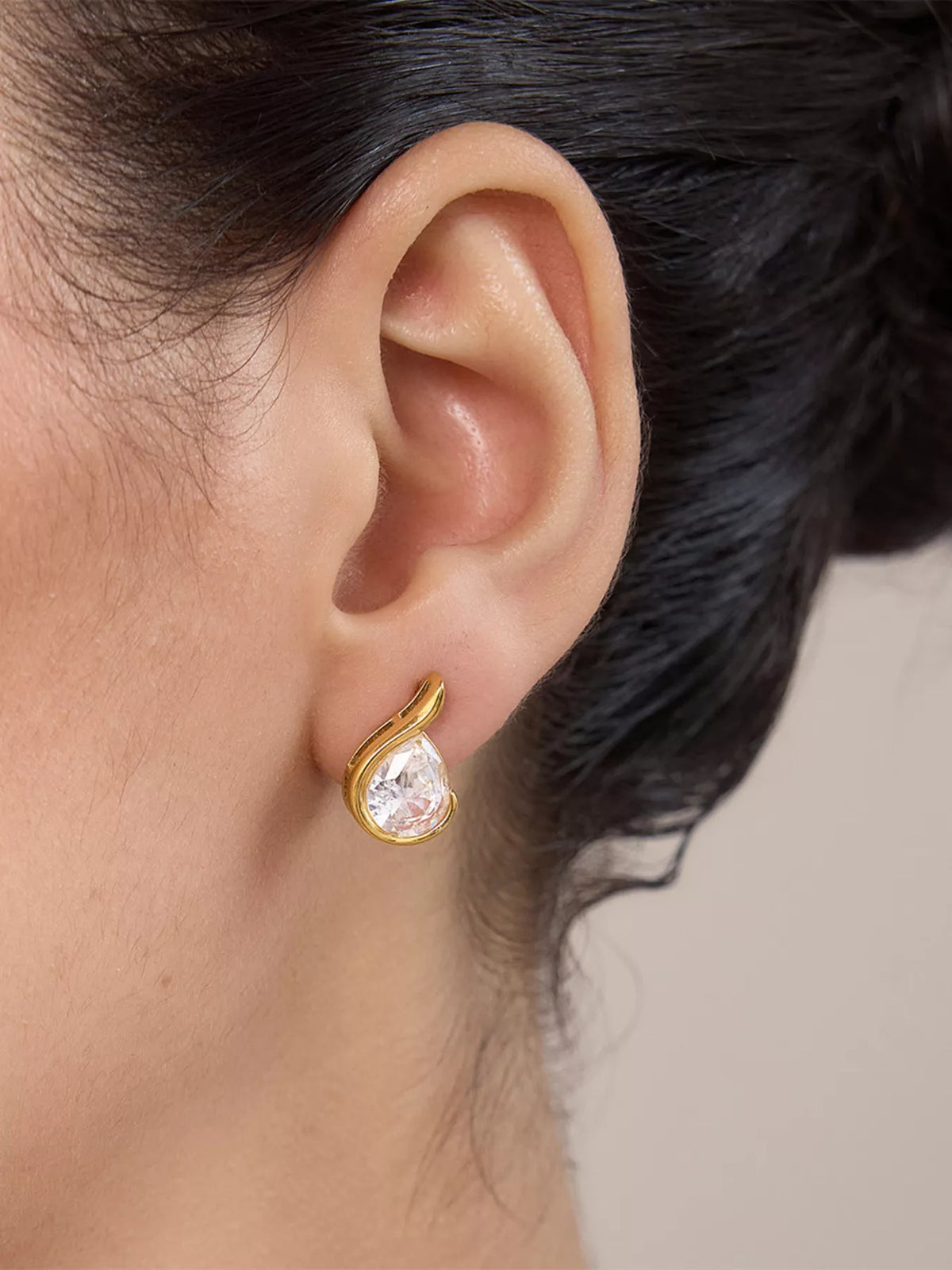 Teardrop Stud Earrings in Gold - women's stud earrings