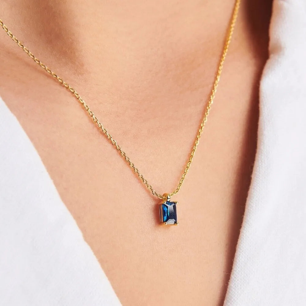 Titanium Steel Inlaid Zircon Pendant Necklace in Style K - women's pendant necklace