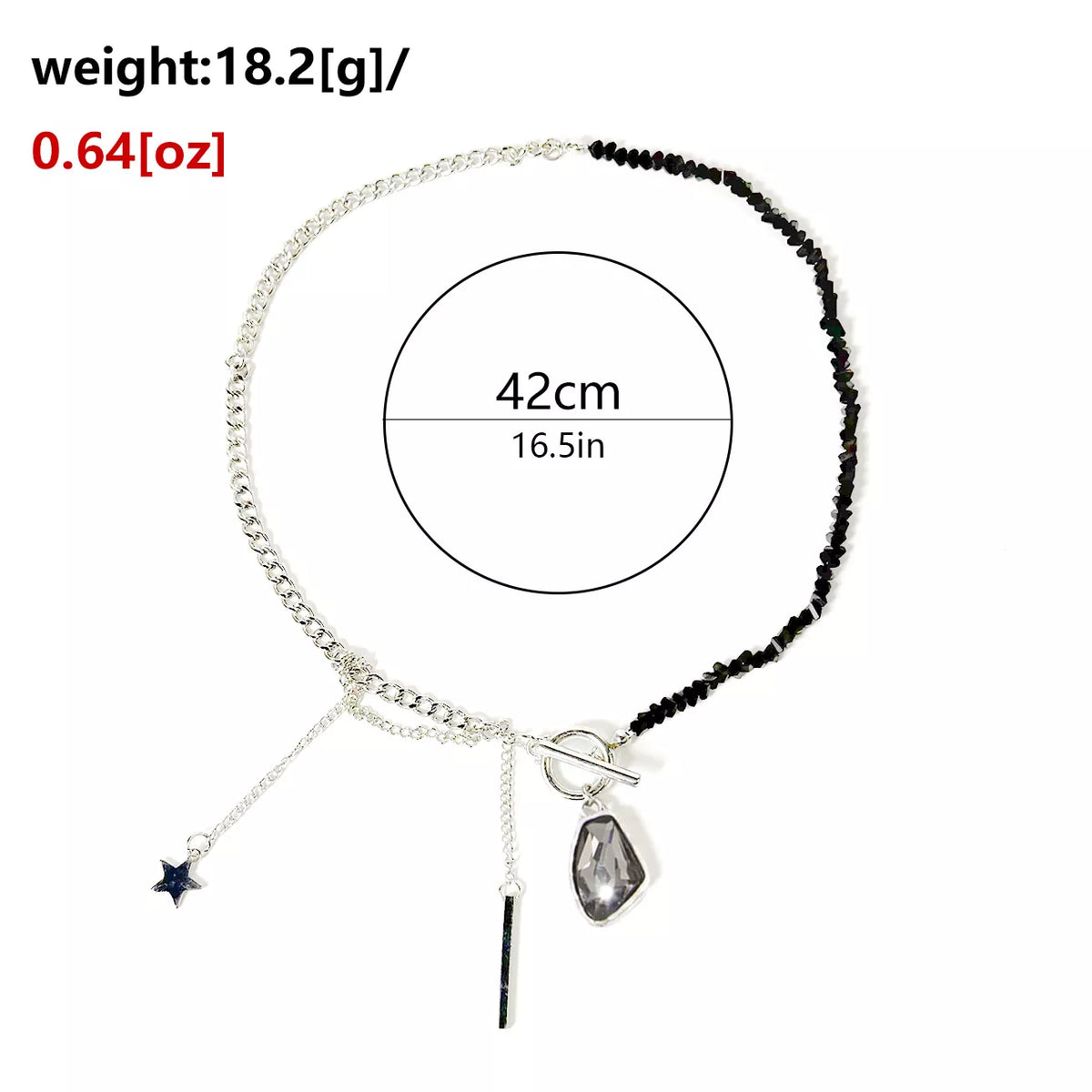 Gothic Punk Star Charm Toggle Necklace - alternate necklace view