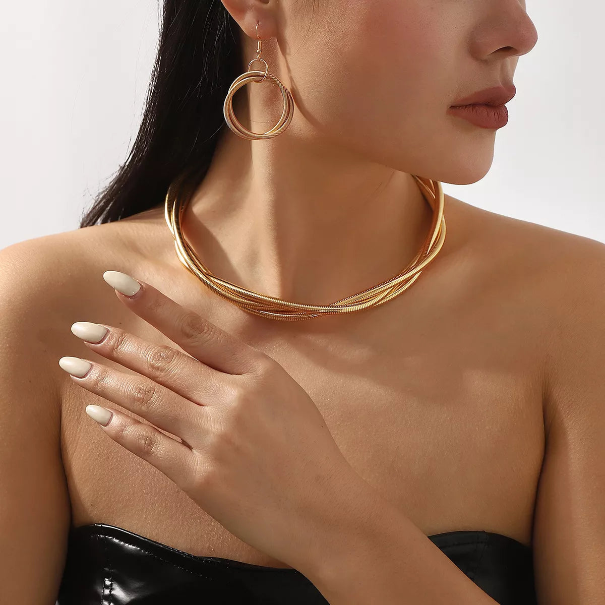 Multi-Layered Earrings and Necklace Set - alternate necklace view