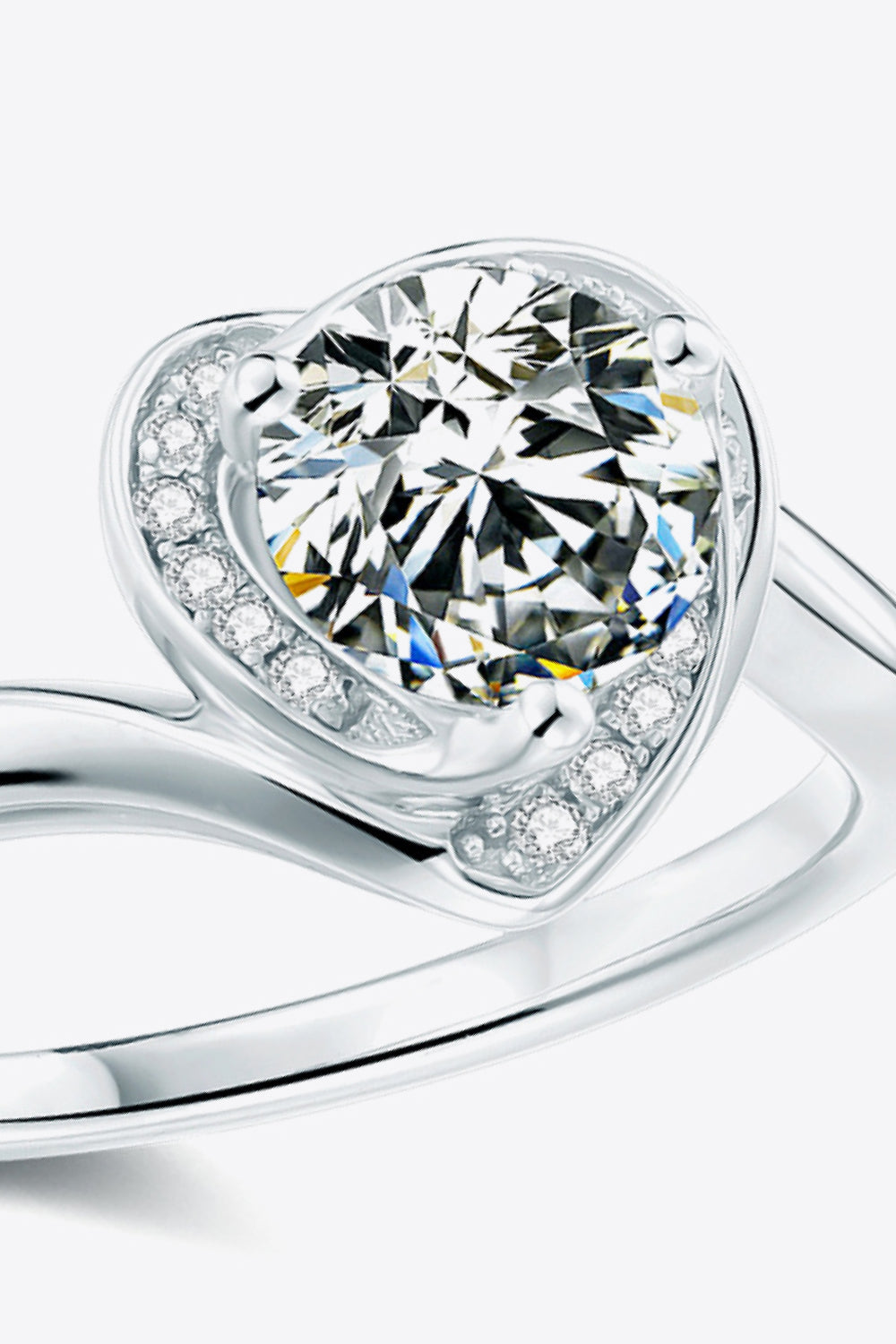1 Carat Moissanite Heart Ring in Silver - women's ring