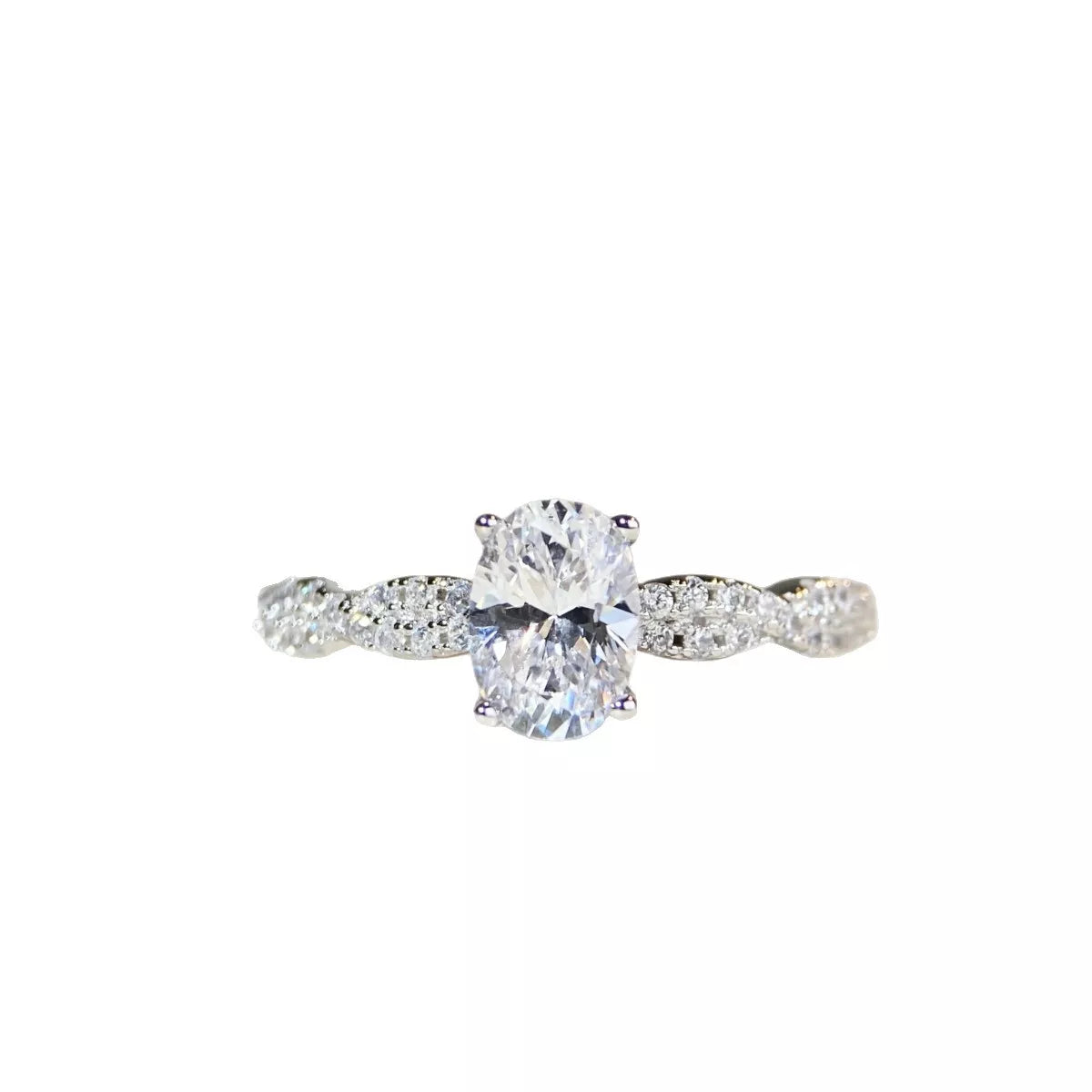 Cultivating High-Carbon Diamond Sterling Silver Oval Ring - alternate ring view
