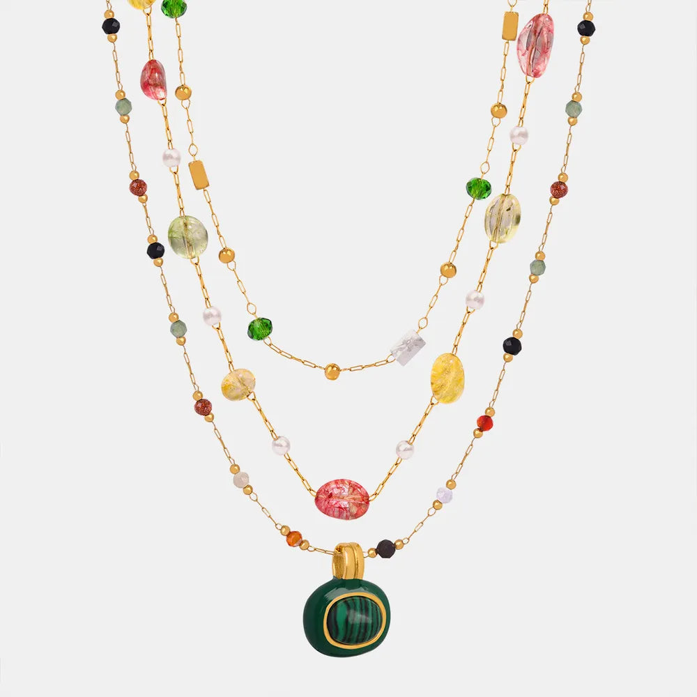 Titanium Steel Gold-plated Bead Necklace in Style B - women's necklace
