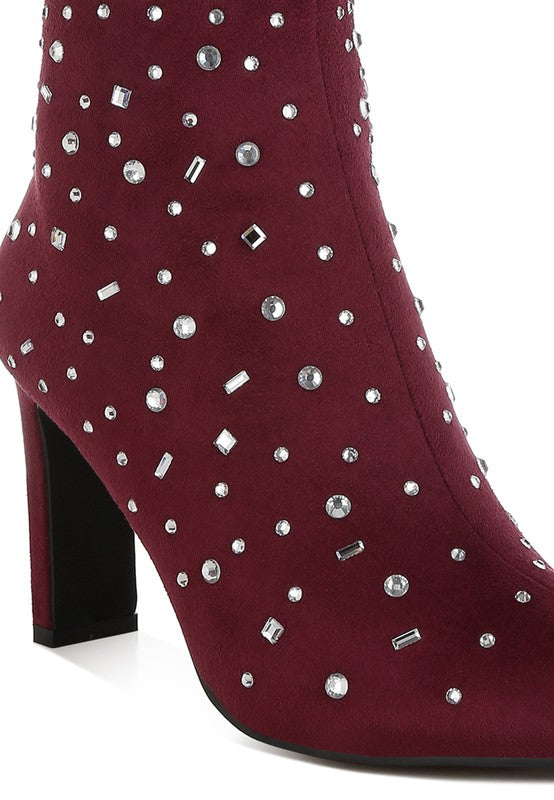 Diamante Microfiber Ankle Boots