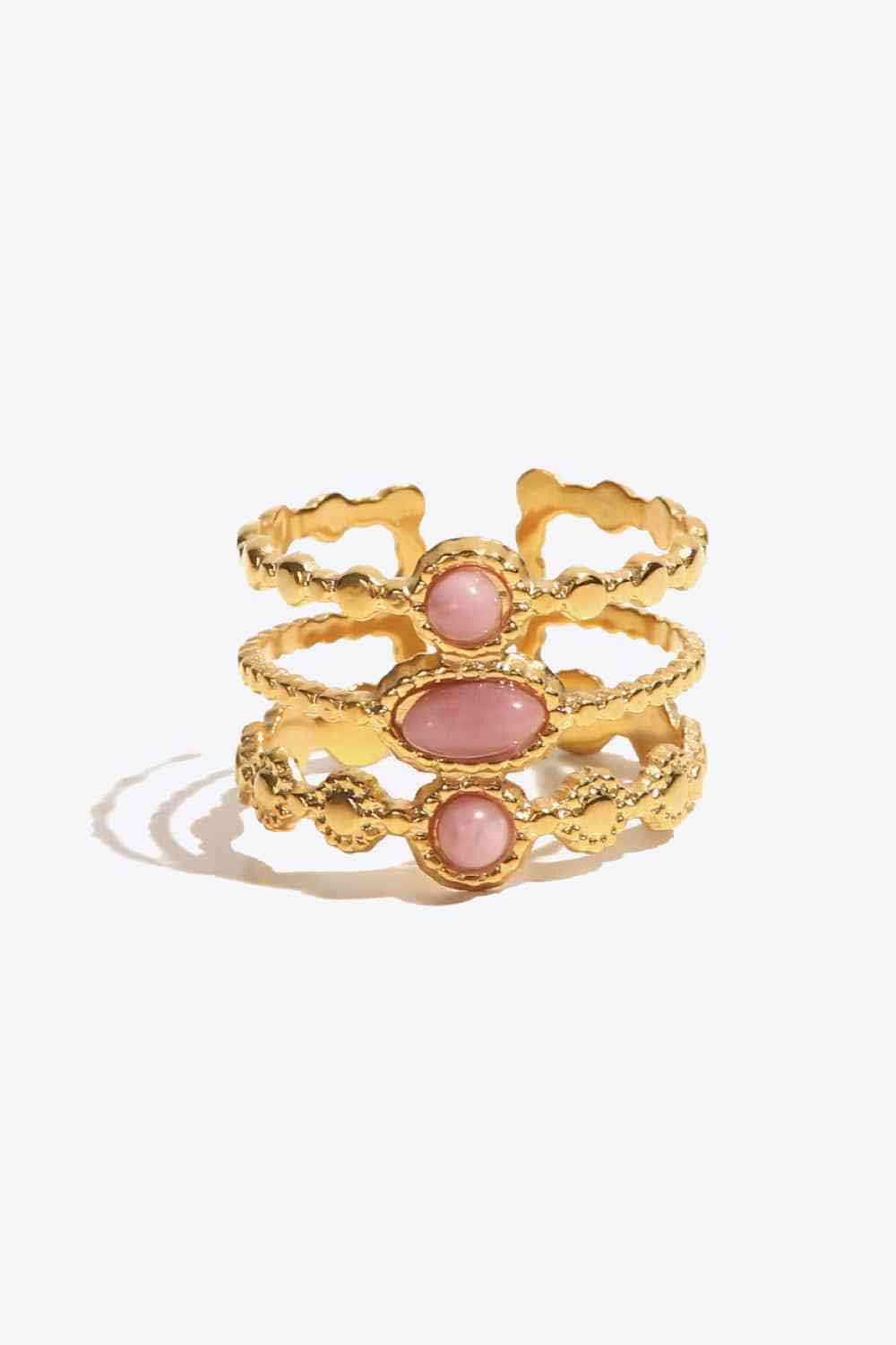 Triple-Layered Stainless Steel Open Ring in Gold - women's open ring