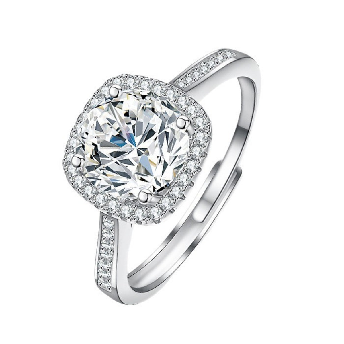 1 Carat Moissanite Sterling Silver Ring - alternate ring view