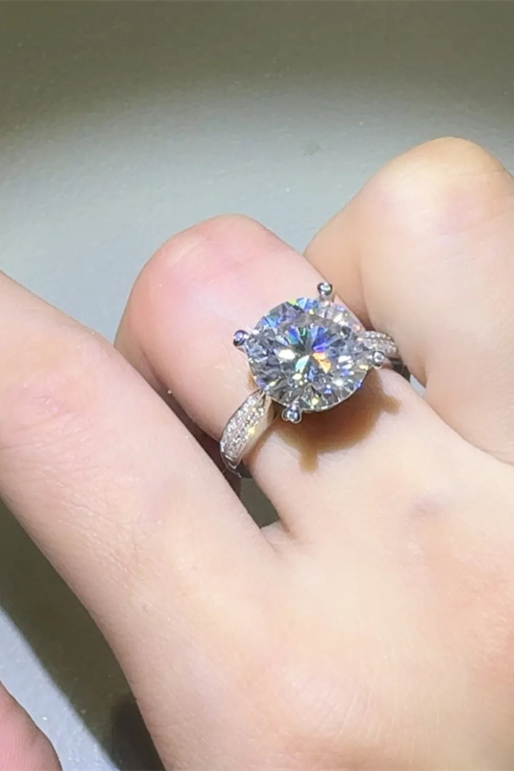 5 Carat Moissanite Sterling Silver Ring in Silver - women's ring