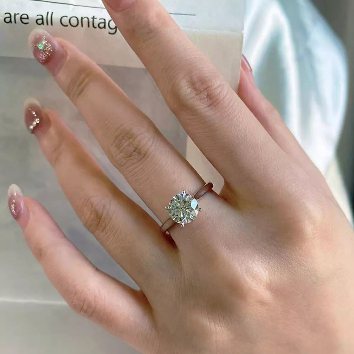 2 Carat Moissanite Sterling Silver Ring in Silver - women's ring