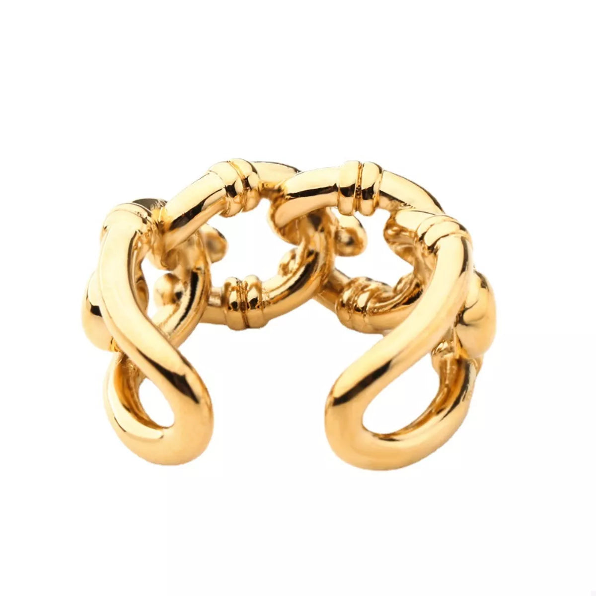 18K Gold-Plated Chain Link Open Ring - alternate ring view