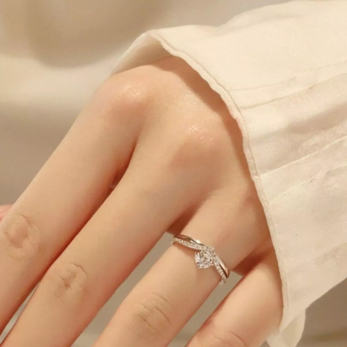 1 Carat Sterling Silver Moissanite Ring - alternate ring view