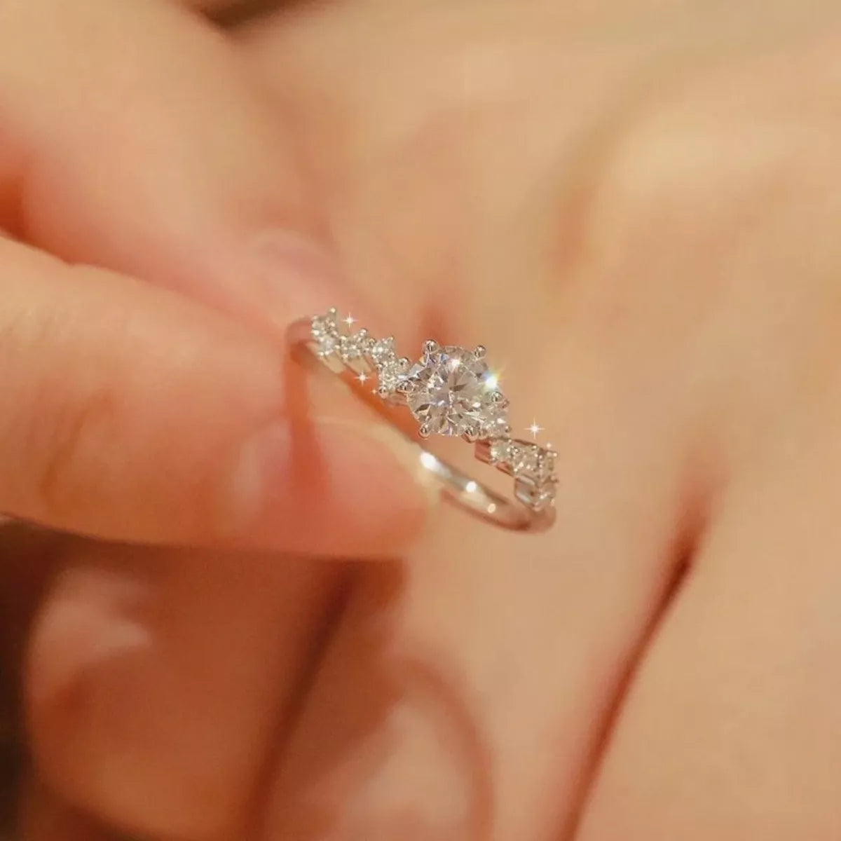 1 Carat Moissanite Sterling Silver Ring - alternate ring view
