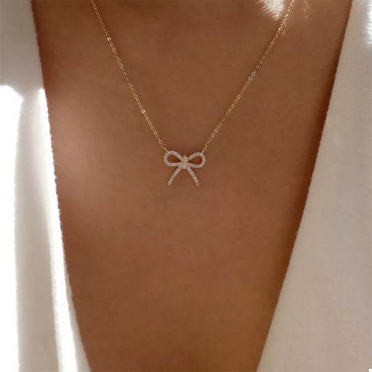 Bowknot Pendant Necklace in Gold - women's pendant necklace