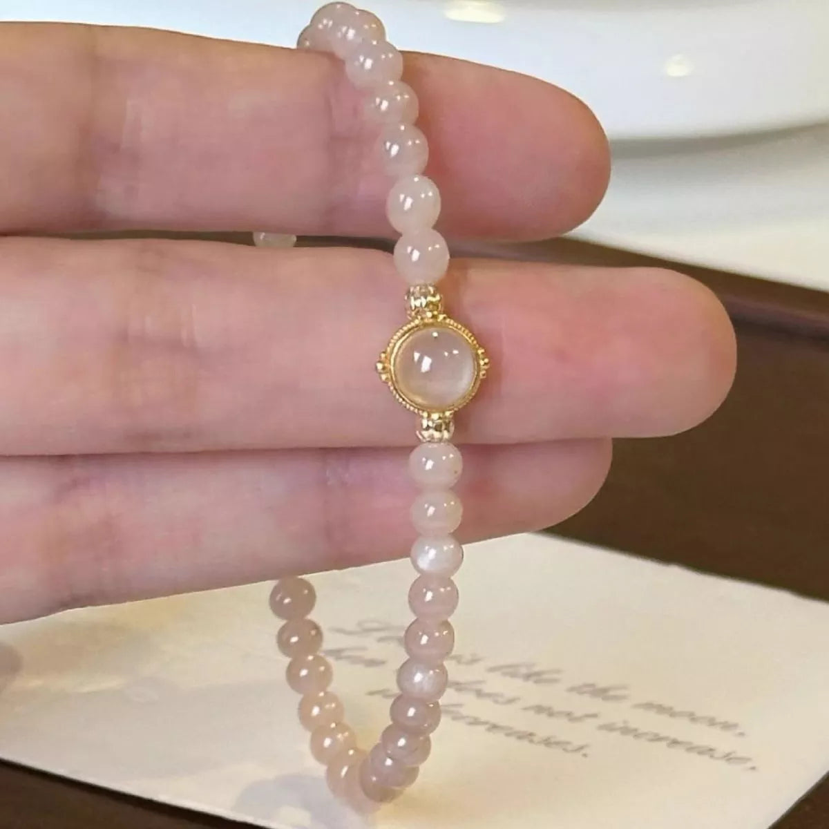 18K Gold-Plated Moonstone Bead Bracelet - alternate jewelry view