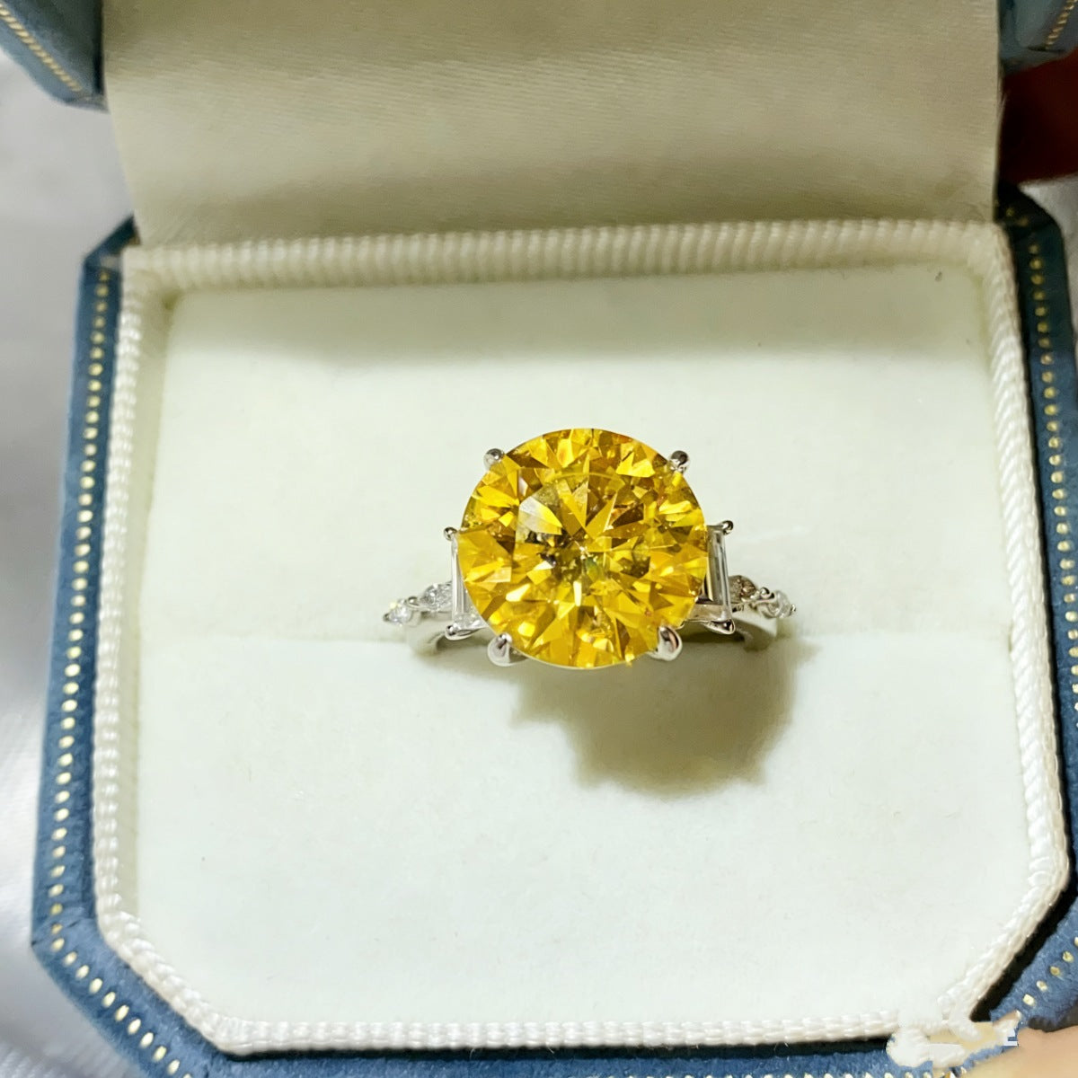 5 Carat Moissanite Sterling Silver Ring in Light Yellow - women's ring