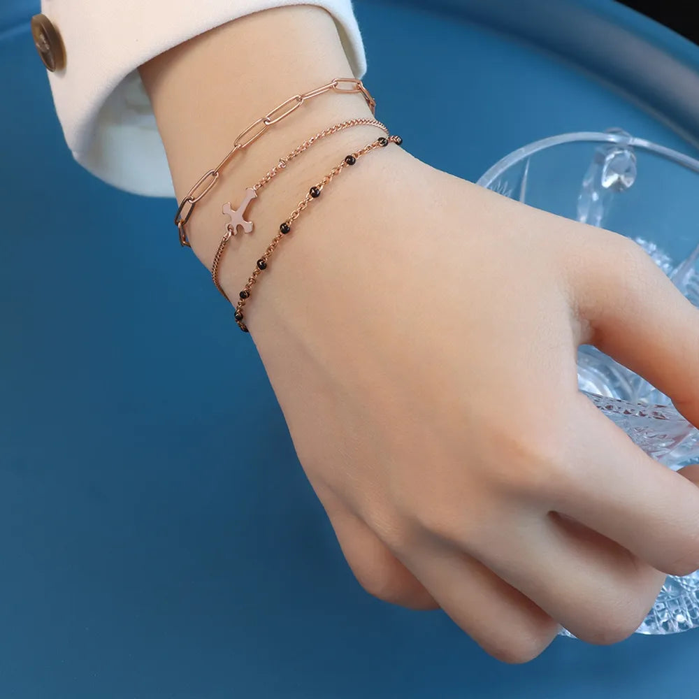 Titanium Steel Three-Layered Bracelet - alternate jewelry view