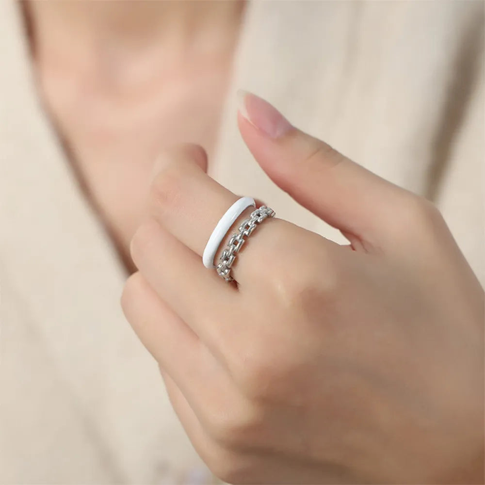 Enamel 18K Gold-Plated Open Ring - alternate ring view