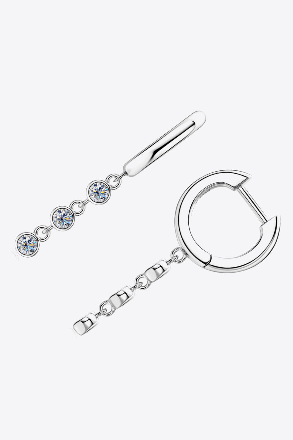Moissanite Decor Sterling Silver Earrings - alternate earring view