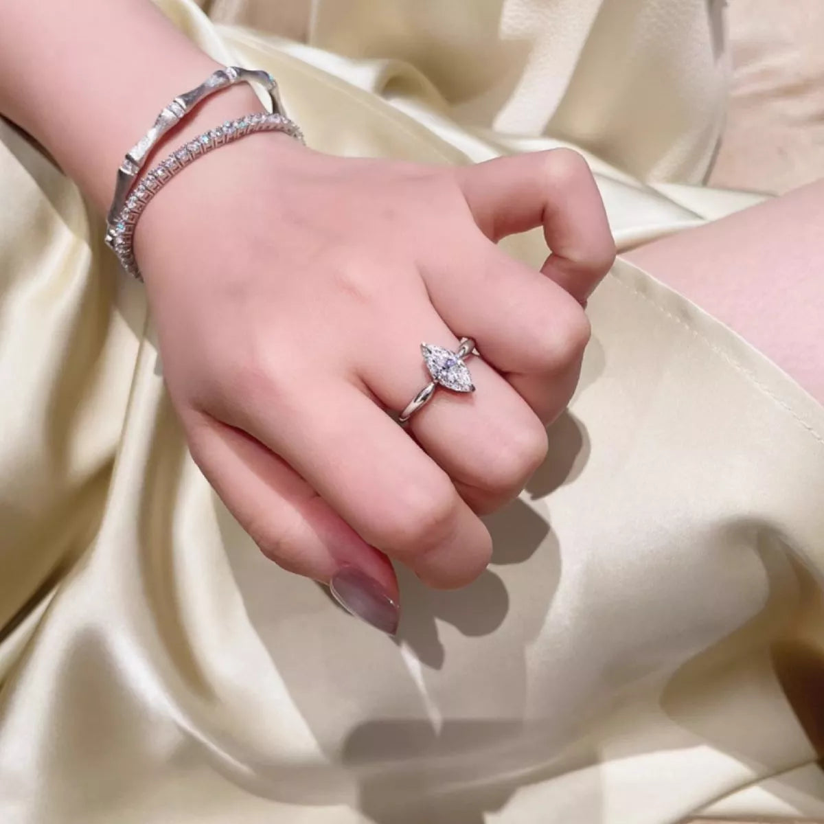 2 Carat Moissanite Sterling Silver Ring - alternate ring view