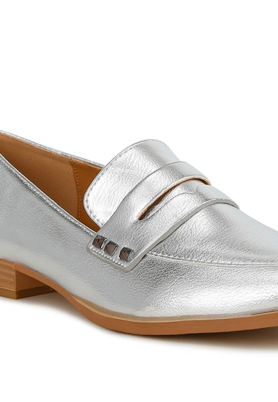 Penny Strap Metallic Loafers