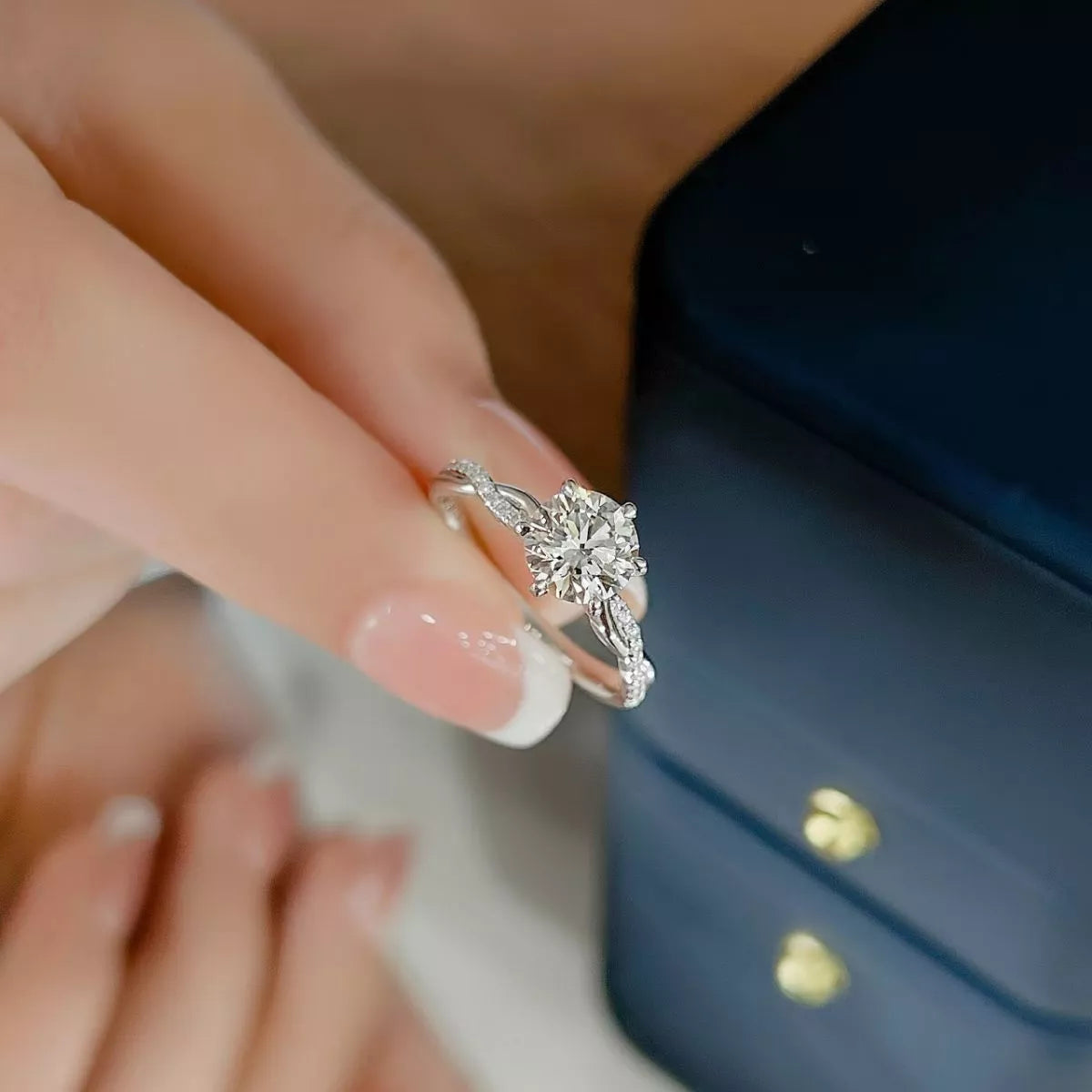 1 Carat Sterling Silver Moissanite Ring - alternate ring view