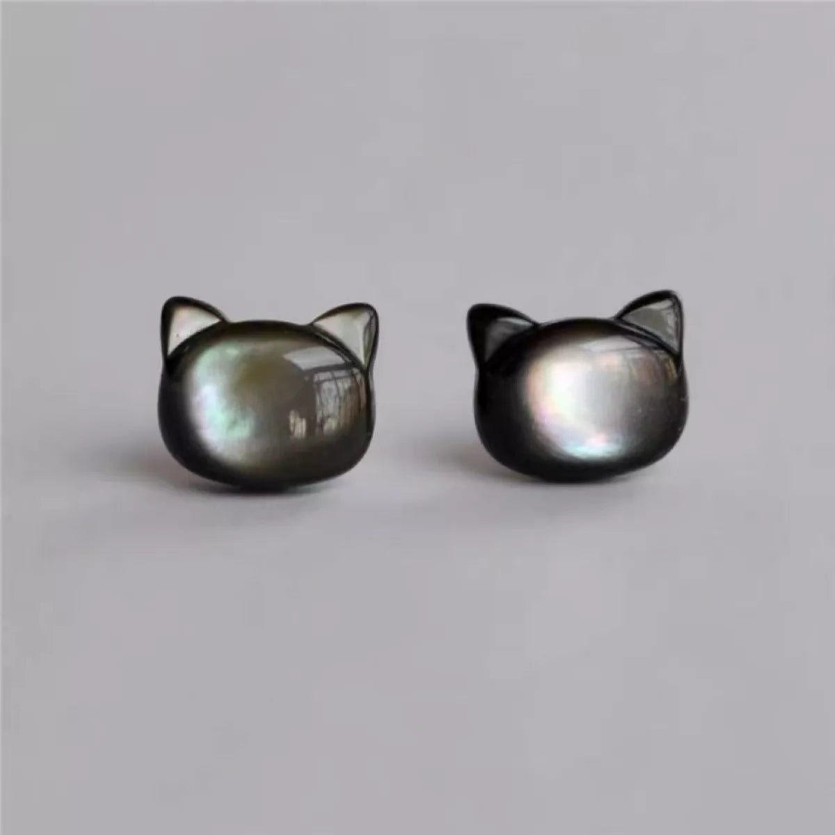 Shell Cute Cat Stud Earrings - alternate earring view