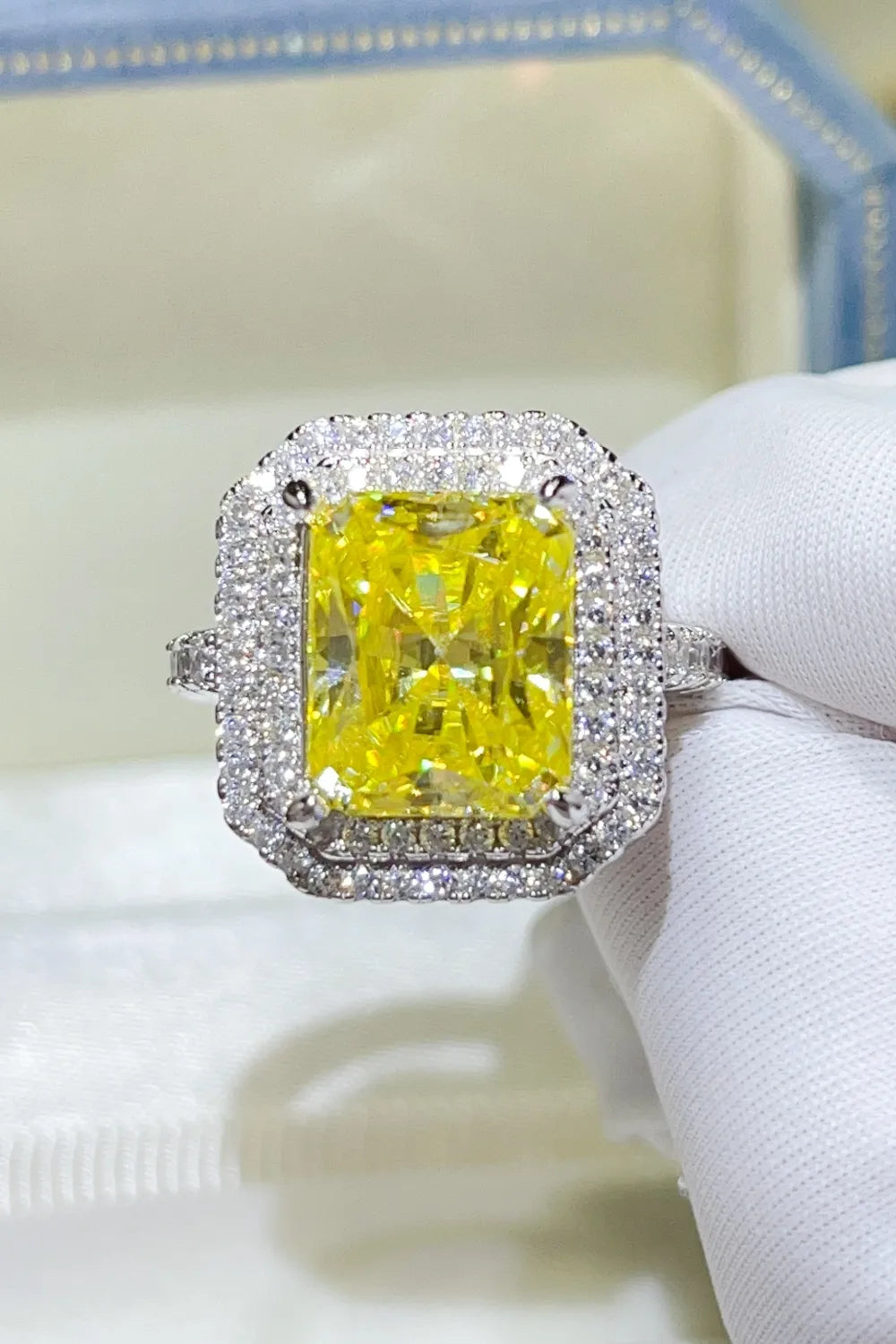 2 Carat Moissanite Sterling Silver Ring in Yellow - women's ring