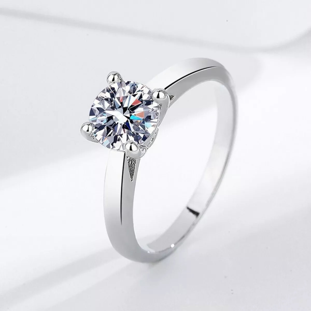 1 Carat Moissanite Sterling Silver Ring - alternate ring view