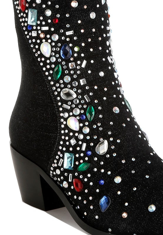 Multi Color Stones Boots