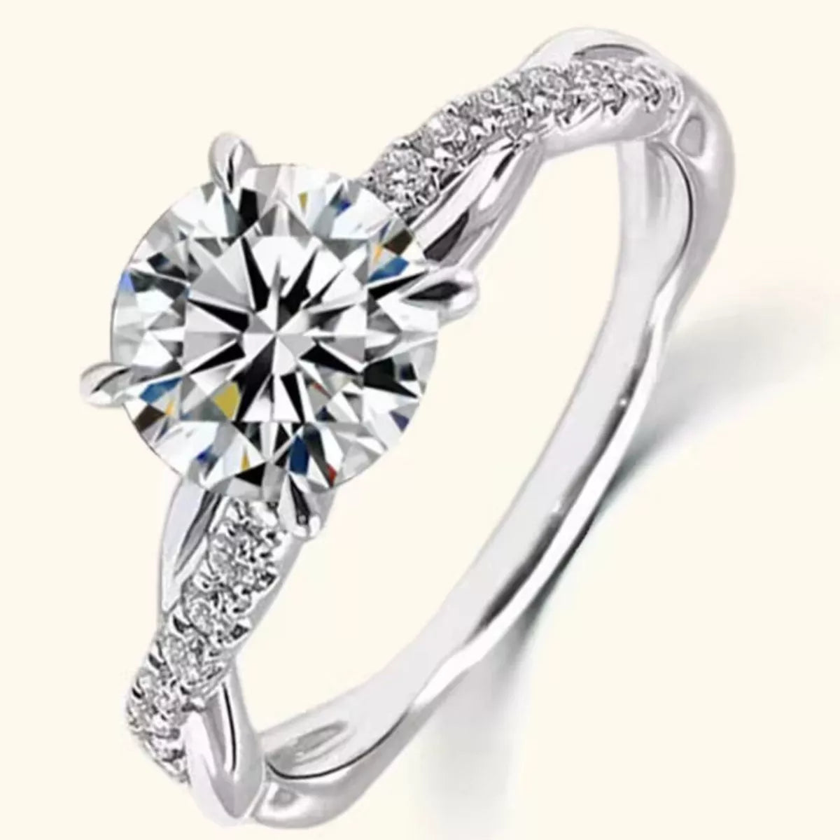 1 Carat Moissanite Sterling Silver Ring - alternate ring view