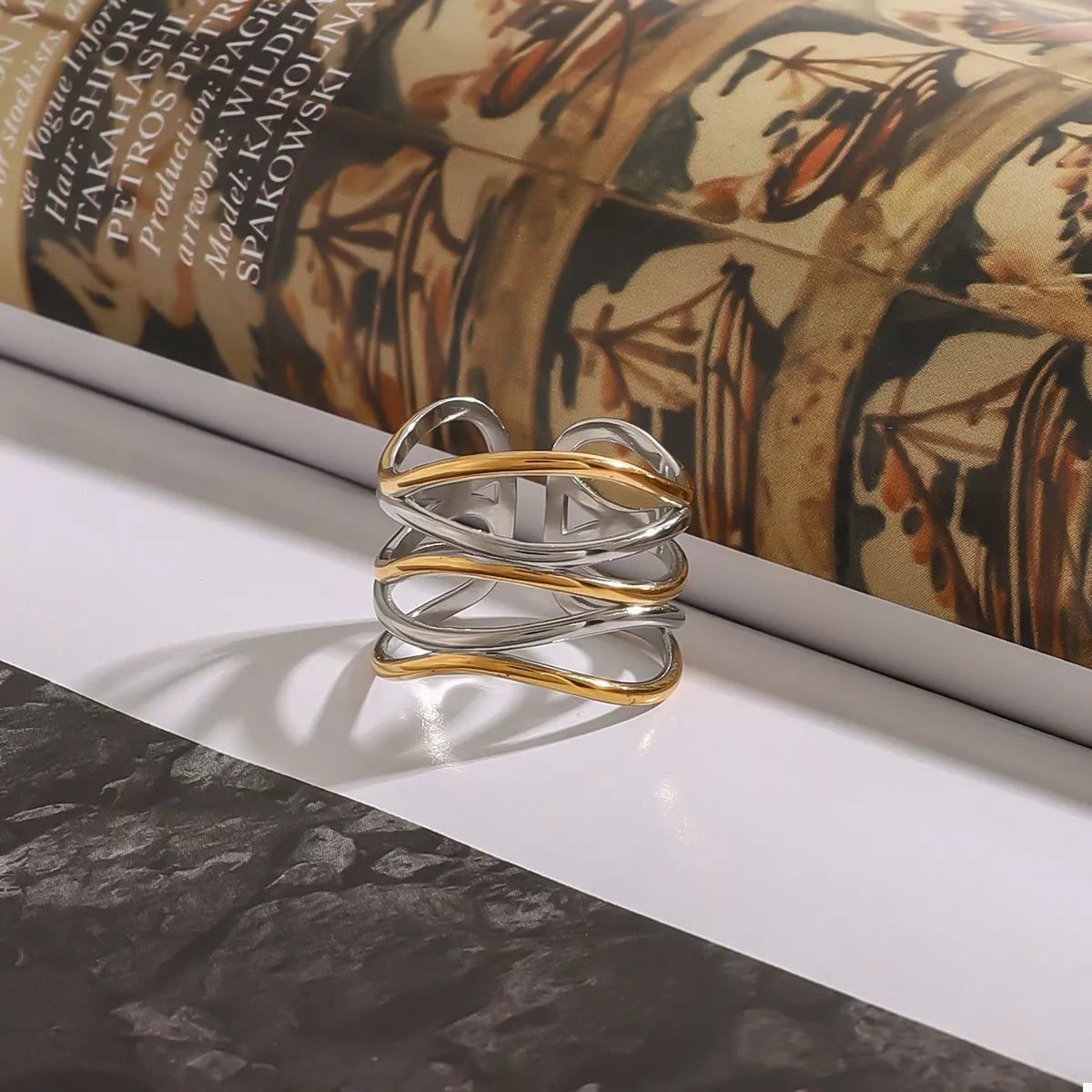 Two-Tone Open Ring in Gold - women's open ring