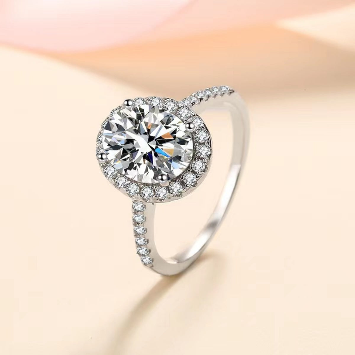 1 Carat Moissanite Sterling Silver Ring - alternate ring view