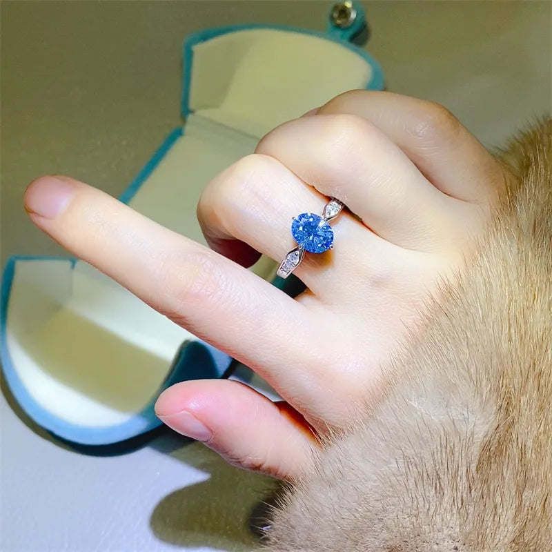 2 Carat Moissanite Sterling Silver Ring in Silver - women's ring
