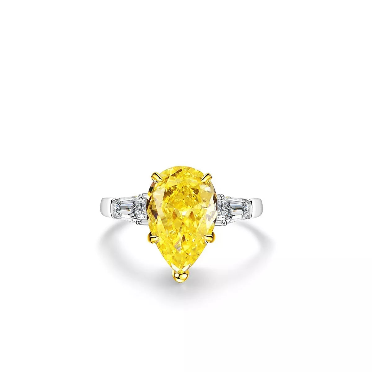 Sterling Silver Zircon Teardrop Ring in Yellow - women's ring