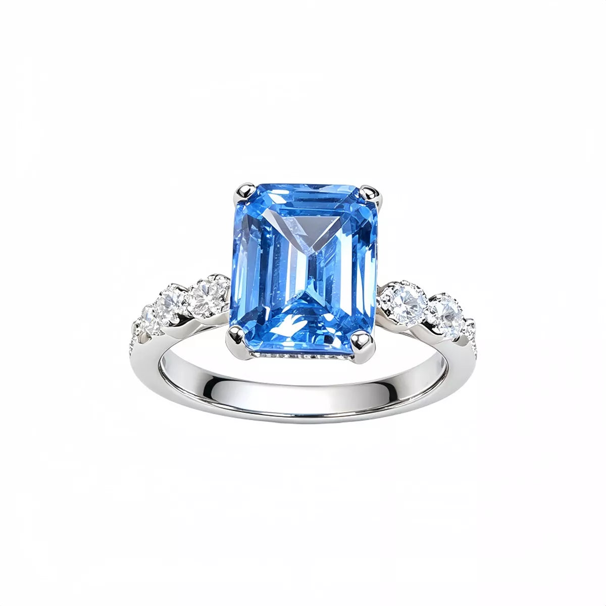 Sterling Silver Zircon Geometric Ring - alternate ring view