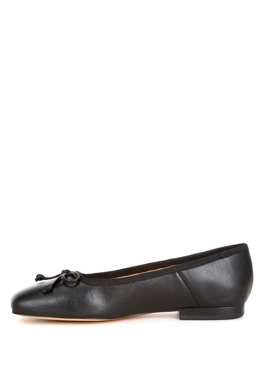 Square-Toe Bow Ballerinas