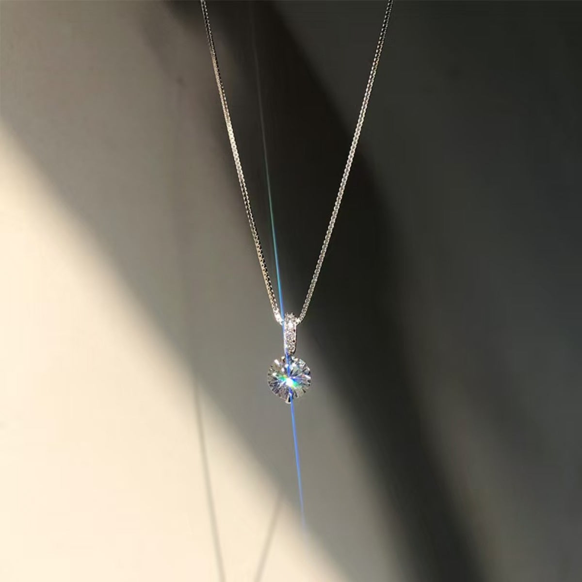 1 Carat Moissanite Sterling Silver Pendant Necklace - alternate necklace view