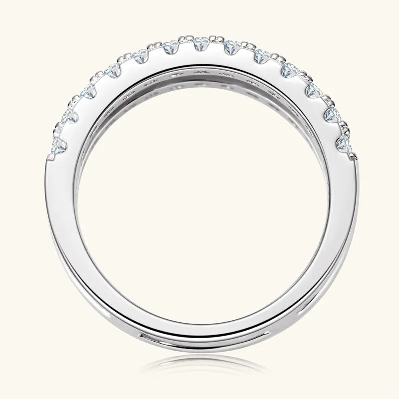 Sterling Silver Moissanite Double Layered Ring in Gold - women's ring