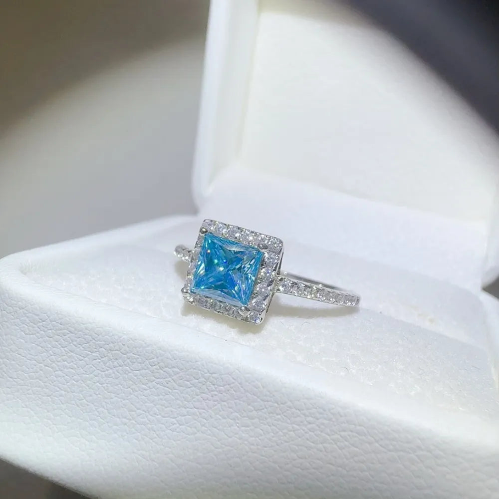 2 Carat Moissanite Sterling Silver Square Shape Ring - alternate ring view