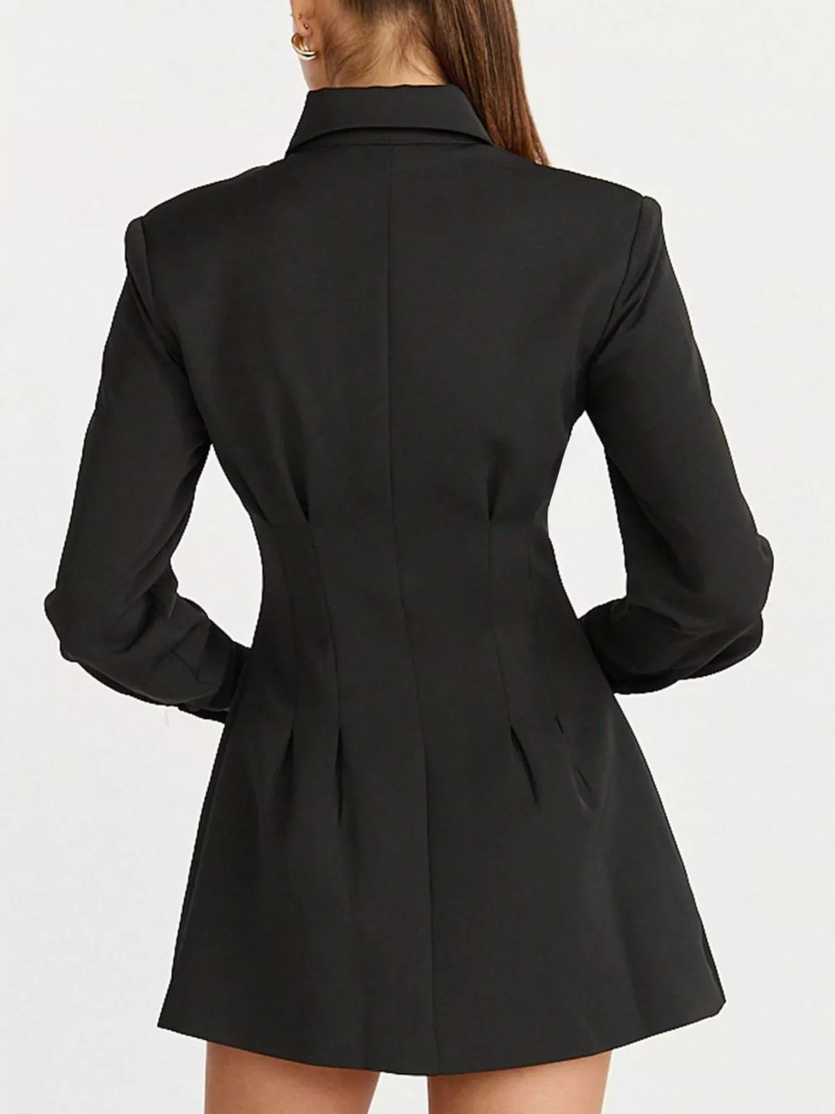 Corset-Style Button-Down Blazer Dress in Black - Blossom's