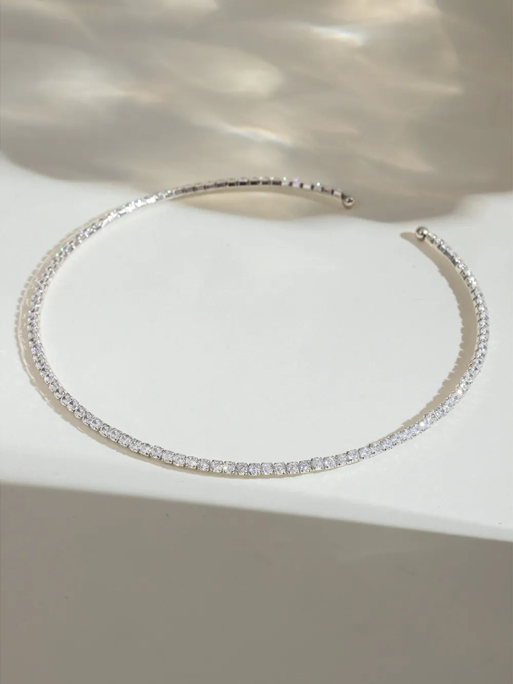 Stainless Steel Inlaid Zircon Necklace - alternate necklace view