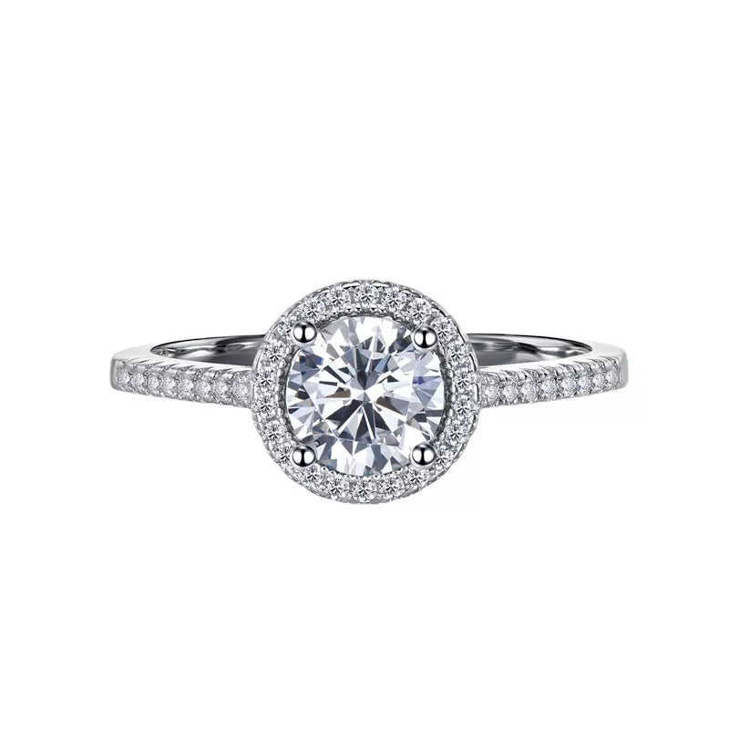 1 Carat Moissanite Sterling Silver Ring - alternate ring view