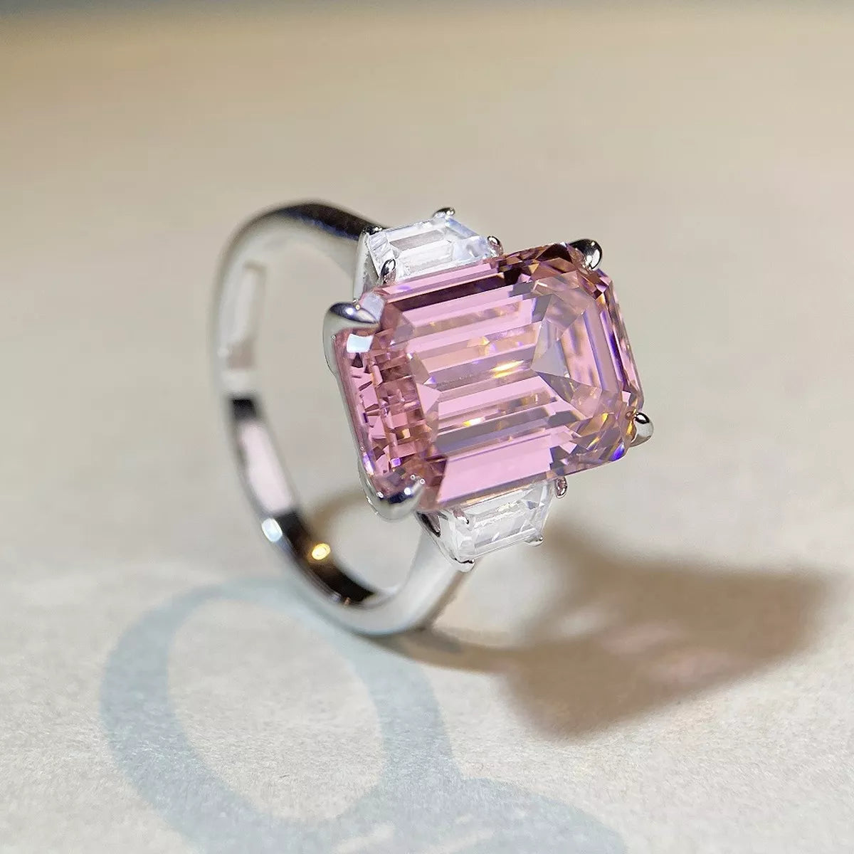 Sterling Silver Geometric Ring in Blush Pink - women's ring