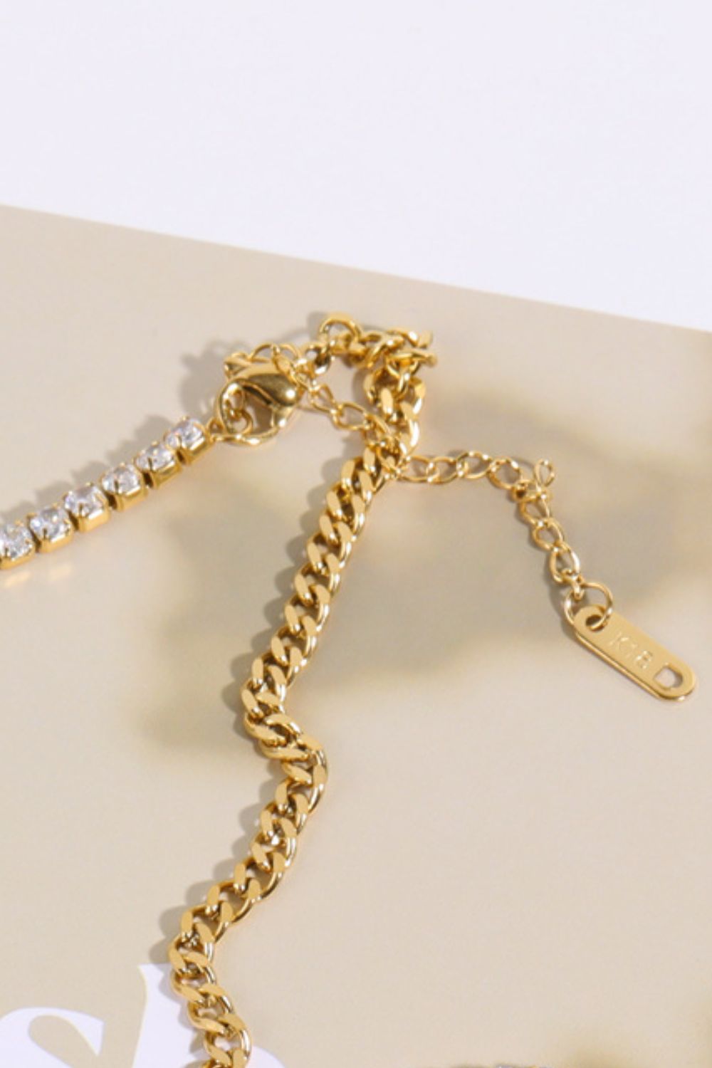 Inlaid Zircon Stainless Steel Necklace - alternate necklace view