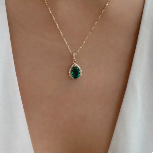 18K Gold-Plated Teardrop Pendant Necklace - alternate necklace view