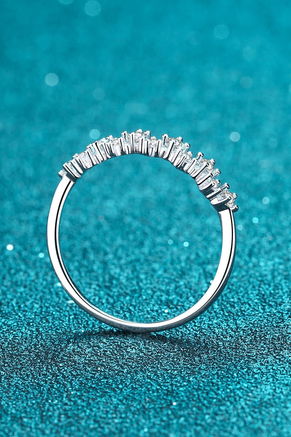 Moissanite Rhodium-Plated Half-Eternity Ring in Silver - women's ring