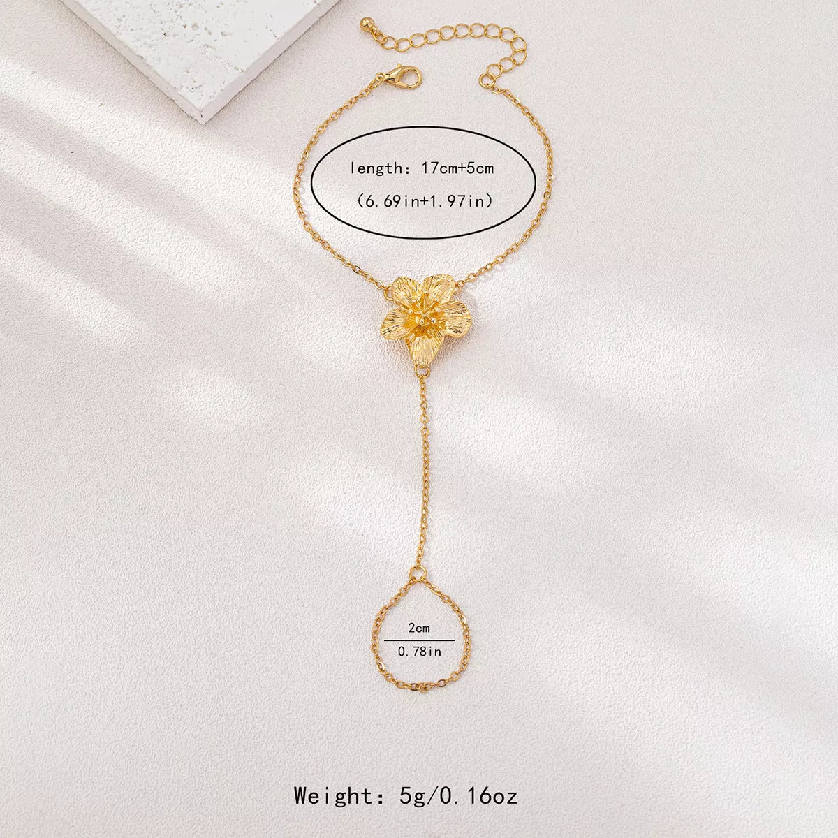 18K Gold-Plated Chain Flower Bracelet - alternate jewelry view